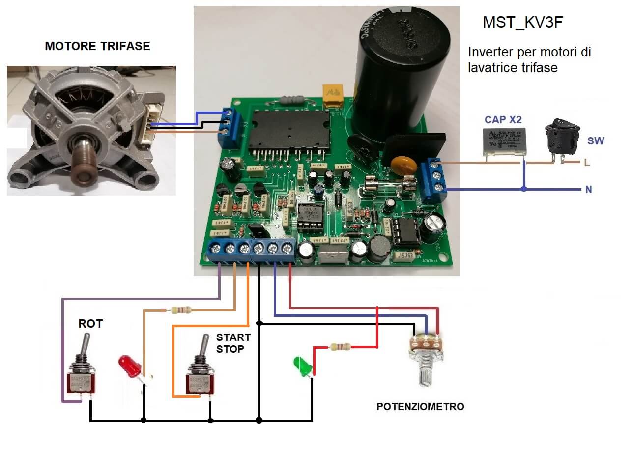 MST_KV3F - INVERTED VFD PER MOTORE TRIFASE PER LAVATRICI - SCHEMA