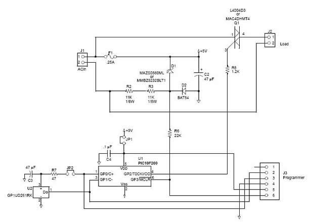 circuito elettrico completo del dimmer