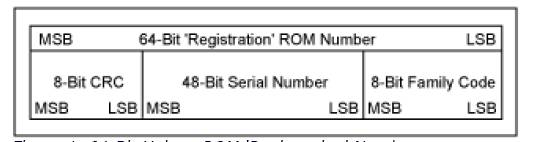 struttura del codice ID a 64 bit per un dispositivo 1-wire