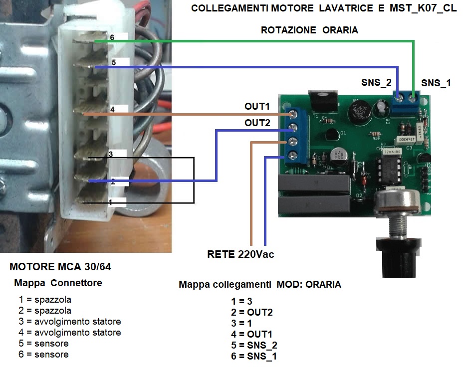 microst.it  collegamenti  motore e regolatore mod manuale oraria