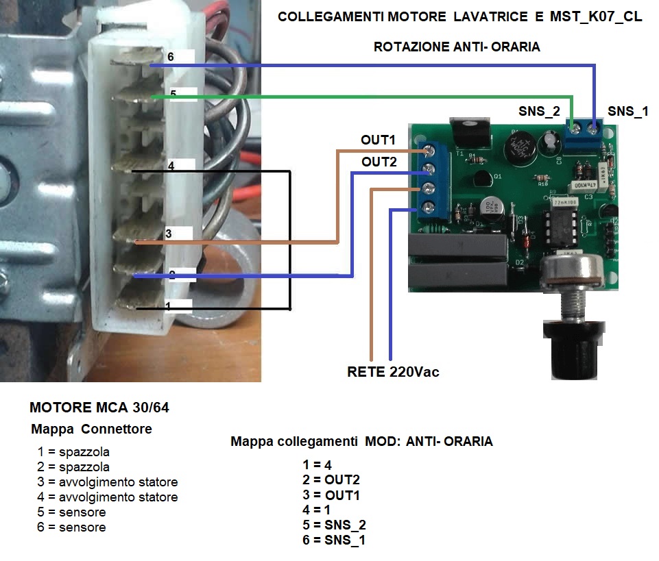 microst.it  collegamenti  motore e regolatore mod manuale anti-oraria