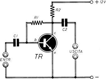 amplificatore di bassa frequenza con polarizzazione a singola resistenza R1