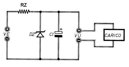 classico circuito stabilizzatore di tensione