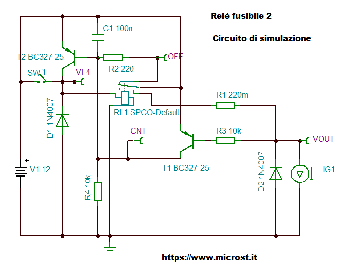 microst.it  Circuito simulazione Rele fusibile 2