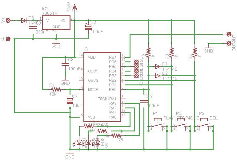 schema elettrico del riproduttore di suonerie