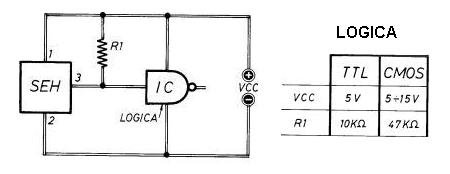 circuito applicativo dei sensori di Hall con uscita digitale